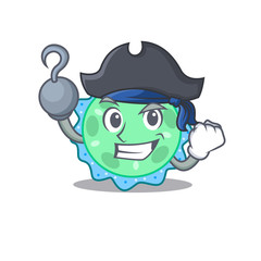 Pseudomonas aeruginosa cartoon design style as a Pirate with hook hand and a hat