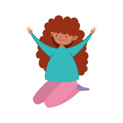 cute girl on the knees character cartoon isolated icon on white background