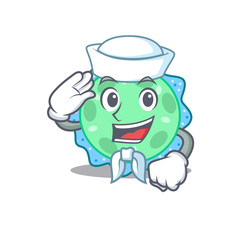 Sailor cartoon character of pseudomonas aeruginosa with white hat