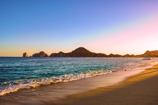 Rock Formations in the Background during sunset in cabo 