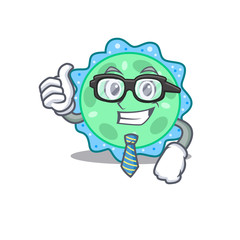 An elegant pseudomonas aeruginosa Businessman mascot design wearing glasses and tie