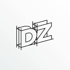 Fototapeta na wymiar Initial Letter DZ with Architecture Graphic Logo Design
