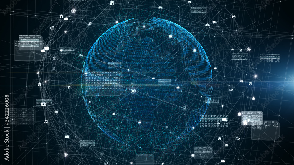 Poster digital data connection, technology network and cyber security concept, digital cyberspace future ba