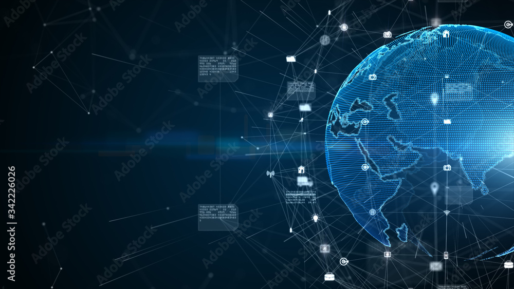 Poster digital data connection, technology network and cyber security concept, digital cyberspace future ba