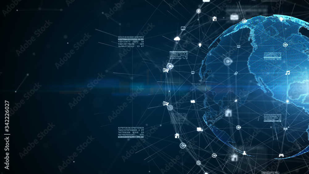 Poster digital data connection, technology network and cyber security concept, digital cyberspace future ba