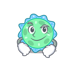 A mascot design of pseudomonas aeruginosa having confident gesture