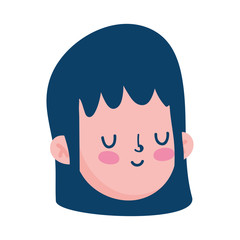 young boy face cartoon character isolated icon white background