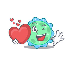 A sweet pseudomonas aeruginosa cartoon character style with a heart