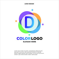 full color creative pixel bubble letter D logo design