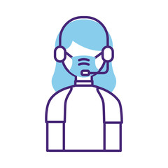 call center female worker line style icon