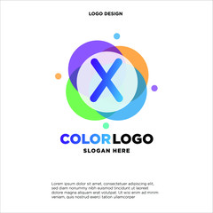 full color creative pixel bubble letter X logo design