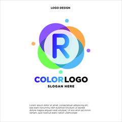 full color creative pixel bubble letter R logo design