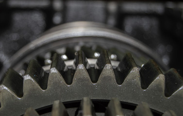 details of the automobile mechanism close up