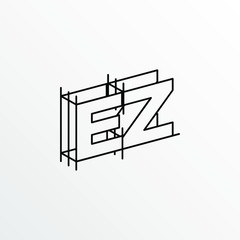 Initial Letter EZ with Architecture Graphic Logo Design