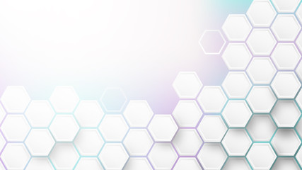 Abstract Hexagon wallpaper , white Background , 3d vector illustration .