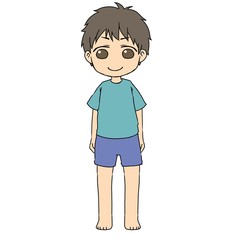 まっすぐ立つ男の子