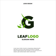 Initial Letter G With Leaf Logo
