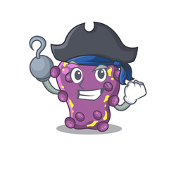 Shigella cartoon design style as a Pirate with hook hand and a hat