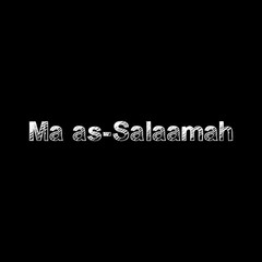 Fototapeta na wymiar Ma as-Salaamah brush paint hand drawn lettering on black background. Parting in arabian language design templates for greeting cards, overlays, posters
