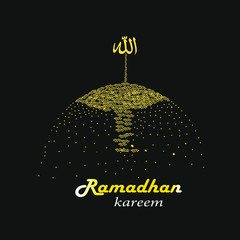ramadan kareem design with mosque made with glowing particles