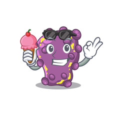 Fototapeta premium Cartoon design concept of shigella having an ice cream