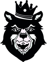 Angry Bear head Mascot Vector illustration. Bear silhouette. Tattoo art style. Logo