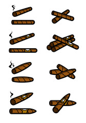 Cigars set. Collection icon cigars. Vector