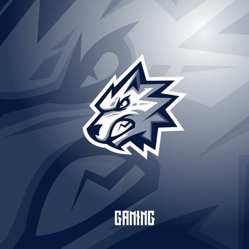 Wolf mascot logo design with modern illustration concept style for badge, emblem and t shirt printing. Angry wolf illustration for sport and e-sport team.