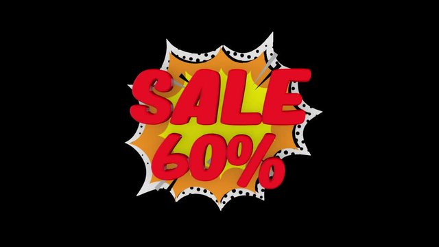 Sale word concept, SALE 60%, for shopping, sales, advertising, discounts and promotion, comics looks. (alpha channel)