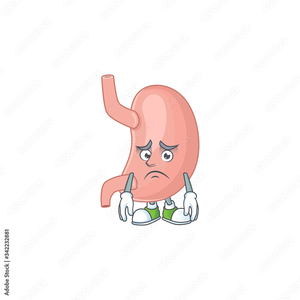 Wall mural cartoon picture of stomach with worried face