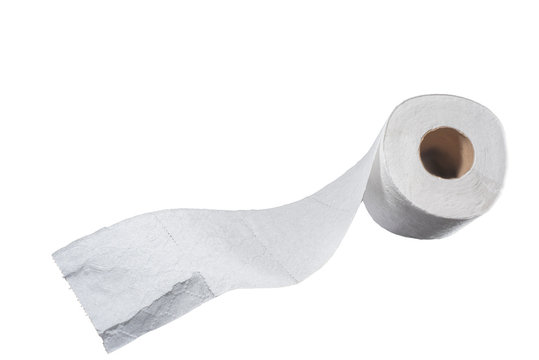 Rollo de papel higi&eacute;nico con forma de ondas en el papel sobre un fondo blanco