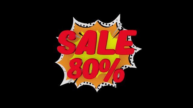 Sale word concept, SALE 80%, for shopping, sales, advertising, discounts and promotion, comics looks. (alpha channel)