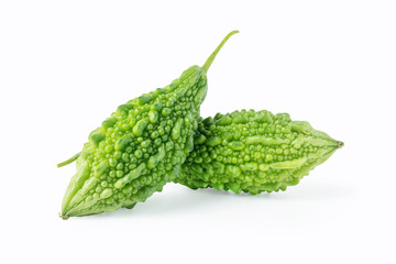 Bitter gourd Isolated include clipping path on white background stack photo