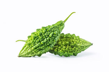 Bitter gourd Isolated include clipping path on white background stack photo
