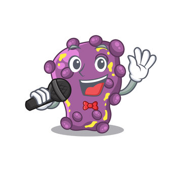 Talented singer of shigella cartoon character holding a microphone