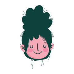 girl face cartoon character isolated icon white background