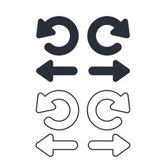 Set of arrows forward, backward. Continue, come back. Vector badges isolated on white background.