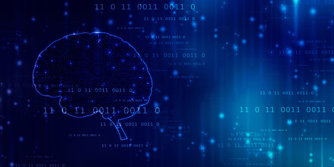 2d illustration Concept of thinking, background with brain, Abstract Artificial intelligence. Technology web background