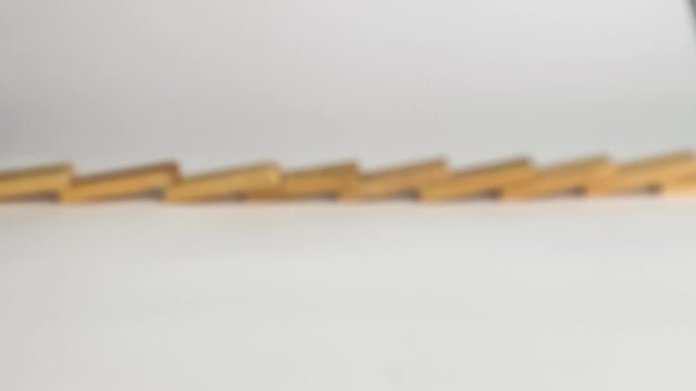 Out of Focus Jenga Blocks chain reaction in Slow Motion
