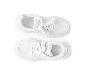 Pair of sport shoes on white background