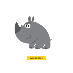 Cute vector rhino. Perfect for wallpaper cards stickers poster print packaging invitations Baby shower patterns travel logos