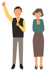 喜ぶ老夫婦ベクター