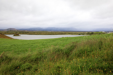 Myvatn / Iceland - August 26, 2017: Lake Myvatn area, Iceland, Europe