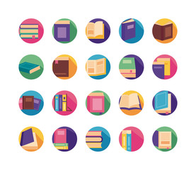 bundle of text books block style icons