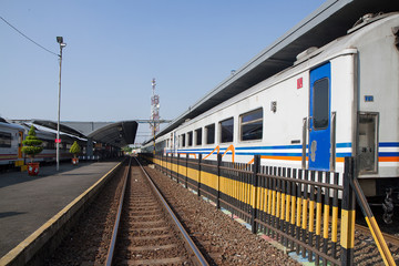 indonesia train on railway station