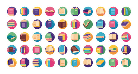 bundle of text books block style icons