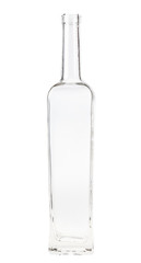empty clear wine bottle isolated on white
