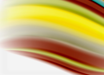 Wave lines abstract background, smooth silk design with rainbow style colors. Liquid fluid color waves. Vector Illustration