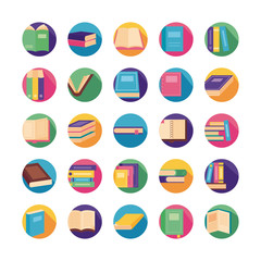 bundle of text books block style icons
