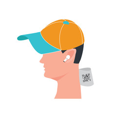 Human chipping. Microchip in the human body illustration. Digital control over a person